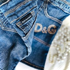 Dolce & Gabbana | 30 / 43 | Denim Medium / Dark Wash Mini Skirt Rhinestone Logo